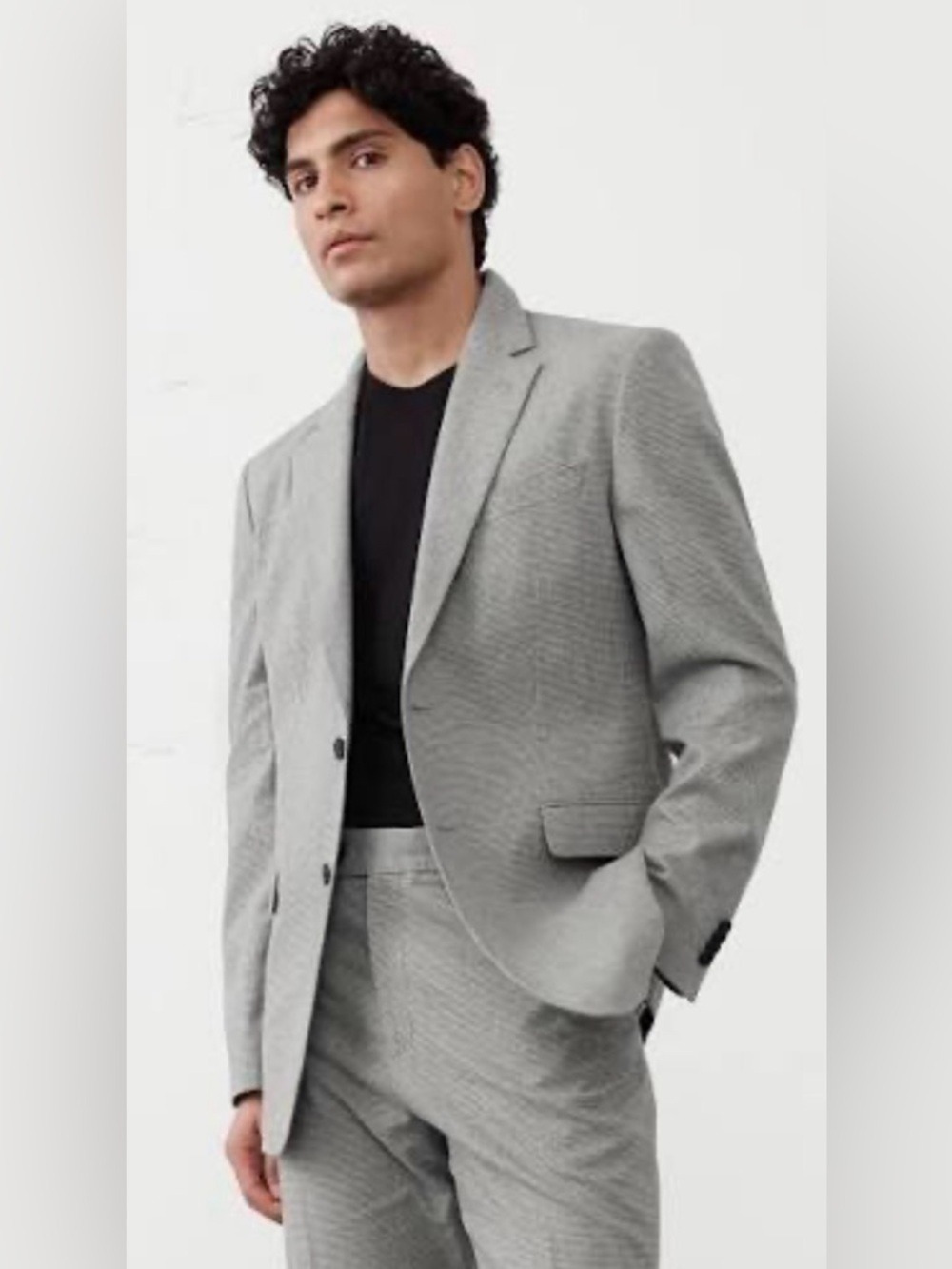 Banana Republic Mini-Houndstooth Linen-Blend Blazer Suit Jacket NEW 40R Wedding